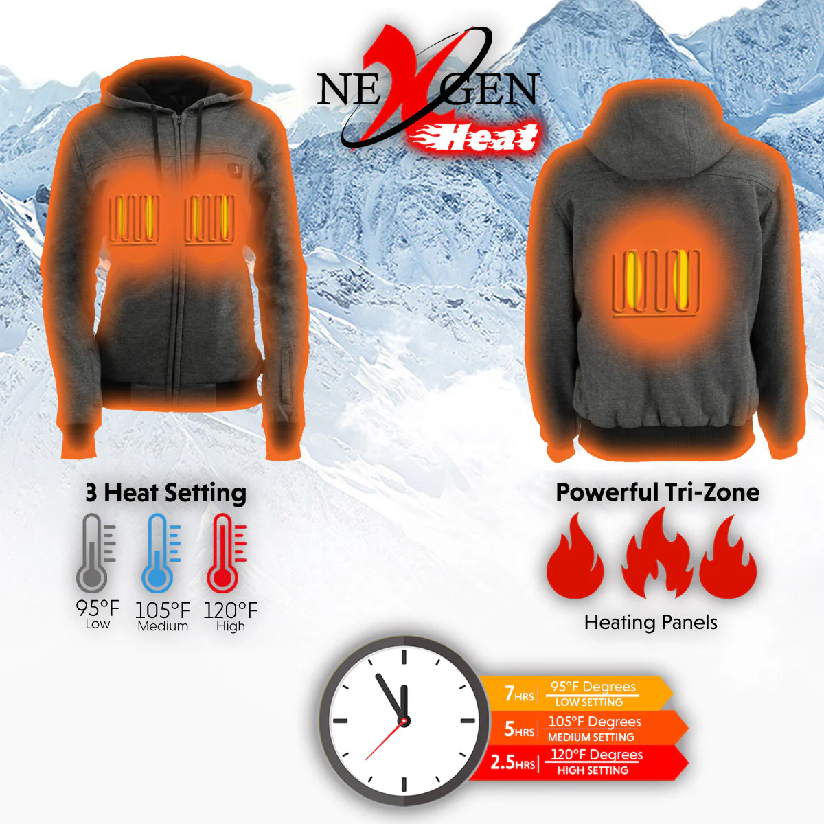 Nexgen Heat MPL2717DUAL Women's Grey Heated Hoodie w/ Dual Power Technology - Jacket for Winter w/ Battery Pack - Image 6
