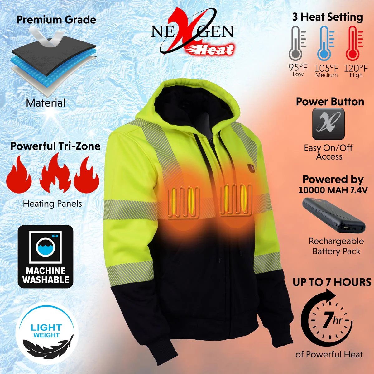 Nexgen Heat MPL2773SET Women's High-Viz 'Heated' Textile Jacket (Rechargeable Battery Pack Included) - Image 2