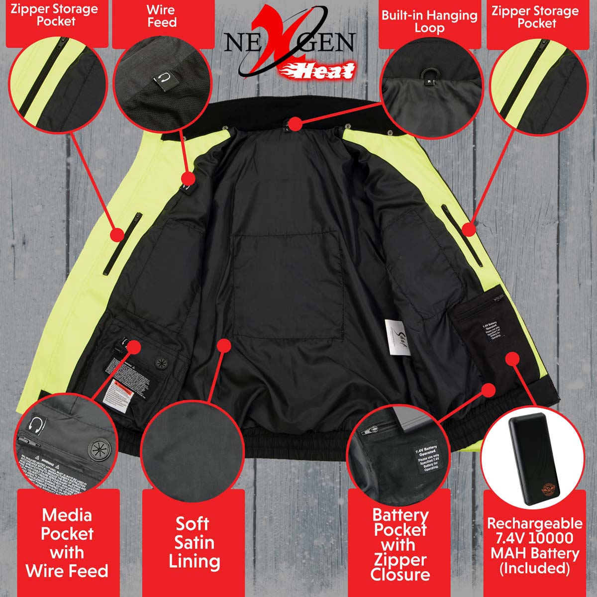 Nexgen Heat MPL2773SET Women's High-Viz 'Heated' Textile Jacket (Rechargeable Battery Pack Included) - Image 4