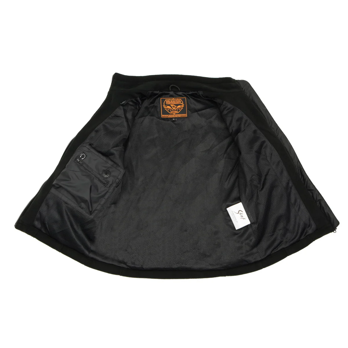 Milwaukee Leather MPL2783 Women's Black Micro Fleece Zipper Front Jacket with Orange Stripe - Image 4