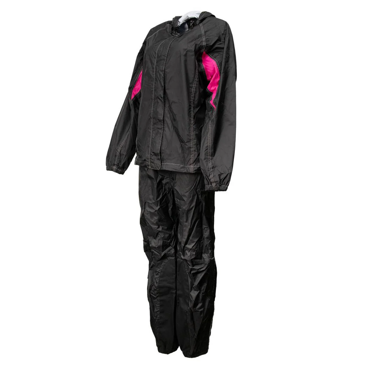 Milwaukee Leather MPL9607 Women's Black and Fuchsia Water Resistant Rain Suit w/ Reflective Material and Hoodie - Image 2
