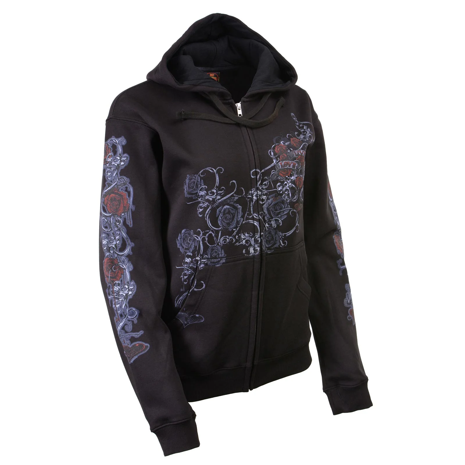 Milwaukee Leather MPLH228000 Women's Black Hoodie Sweatshirt with Live, Love, Ride and Roses Artwork Print - Image 13