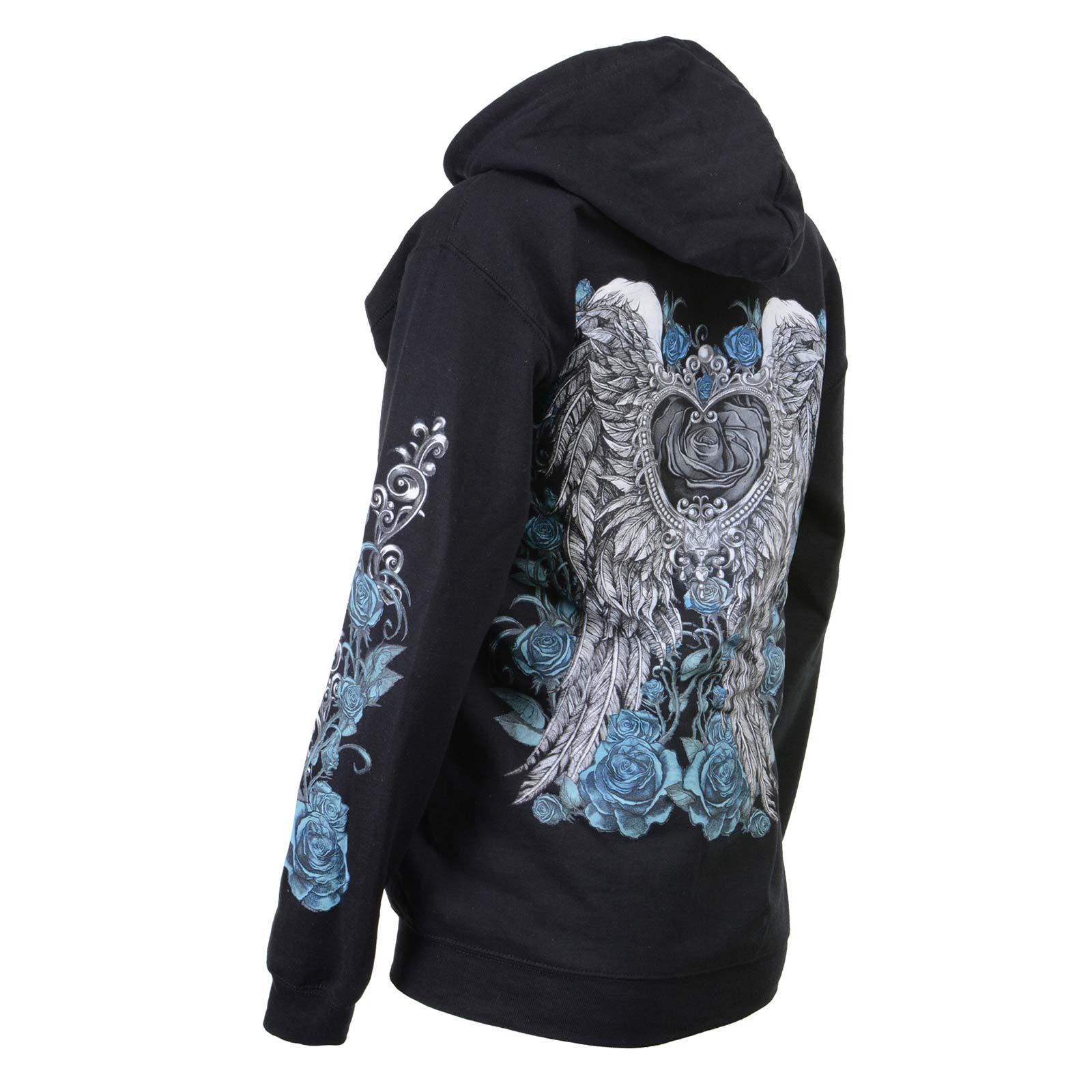 Milwaukee Leather MPLH228001 Women's 'Angel Roses' Zip Up Hooded Black Sweat Shirt - Image 35