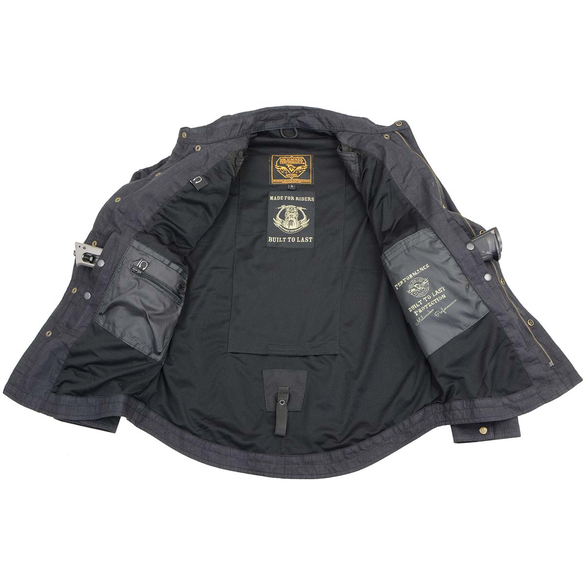 Milwaukee Leather MPM1622 Men's Black Armored Denim Long Sleeve Shirt Reinforced w/ Aramid Fibers - Image 8