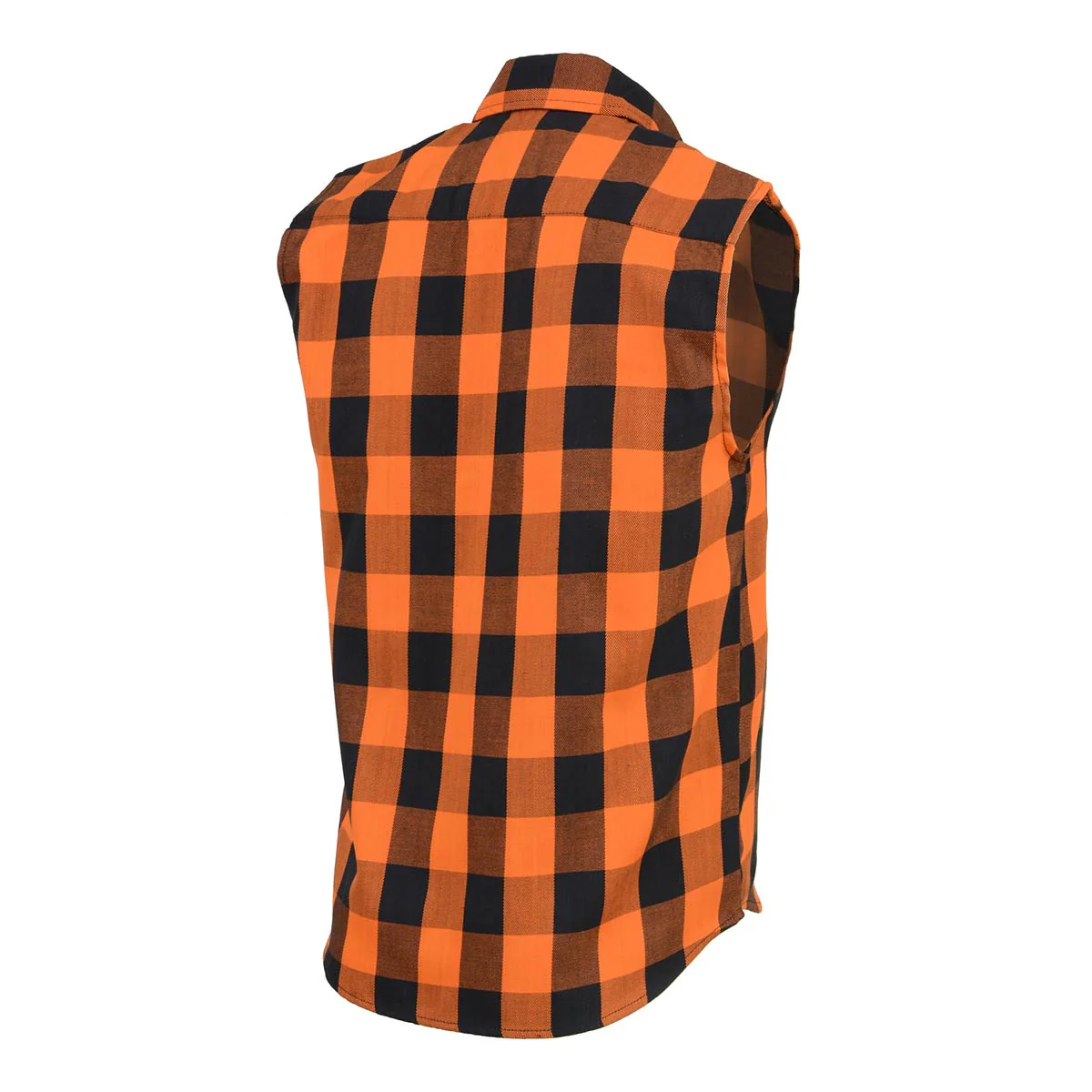 Milwaukee Leather MPM1655 Men’s Classic Black and Orange Button-Down Flannel Cut Off Sleeveless Casual Shirt - Image 5