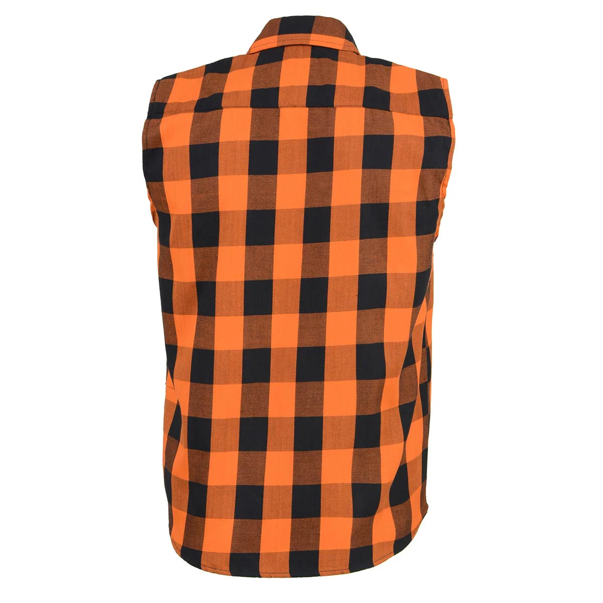 Milwaukee Leather MPM1655 Men’s Classic Black and Orange Button-Down Flannel Cut Off Sleeveless Casual Shirt - Image 7