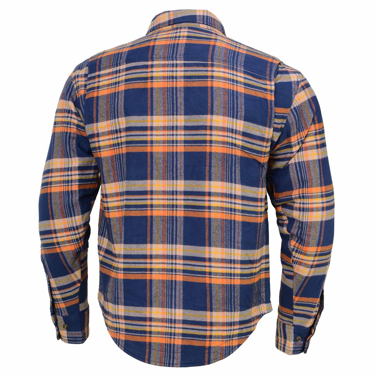 Milwaukee Leather MPM1656 Blue and Orange Flannel Biker Shirt for Men with CE Armor - Reinforced w/ Aramid Fiber - Image 8