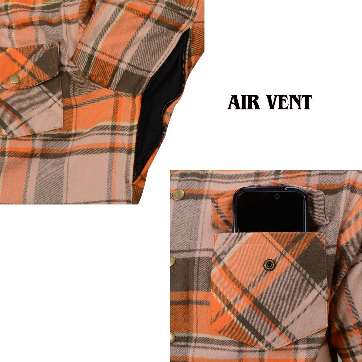 Milwaukee Leather MPM1657 Men's Plaid Flannel Biker Shirt with CE Approved Armor - Reinforced w/ Aramid Fiber - Image 15