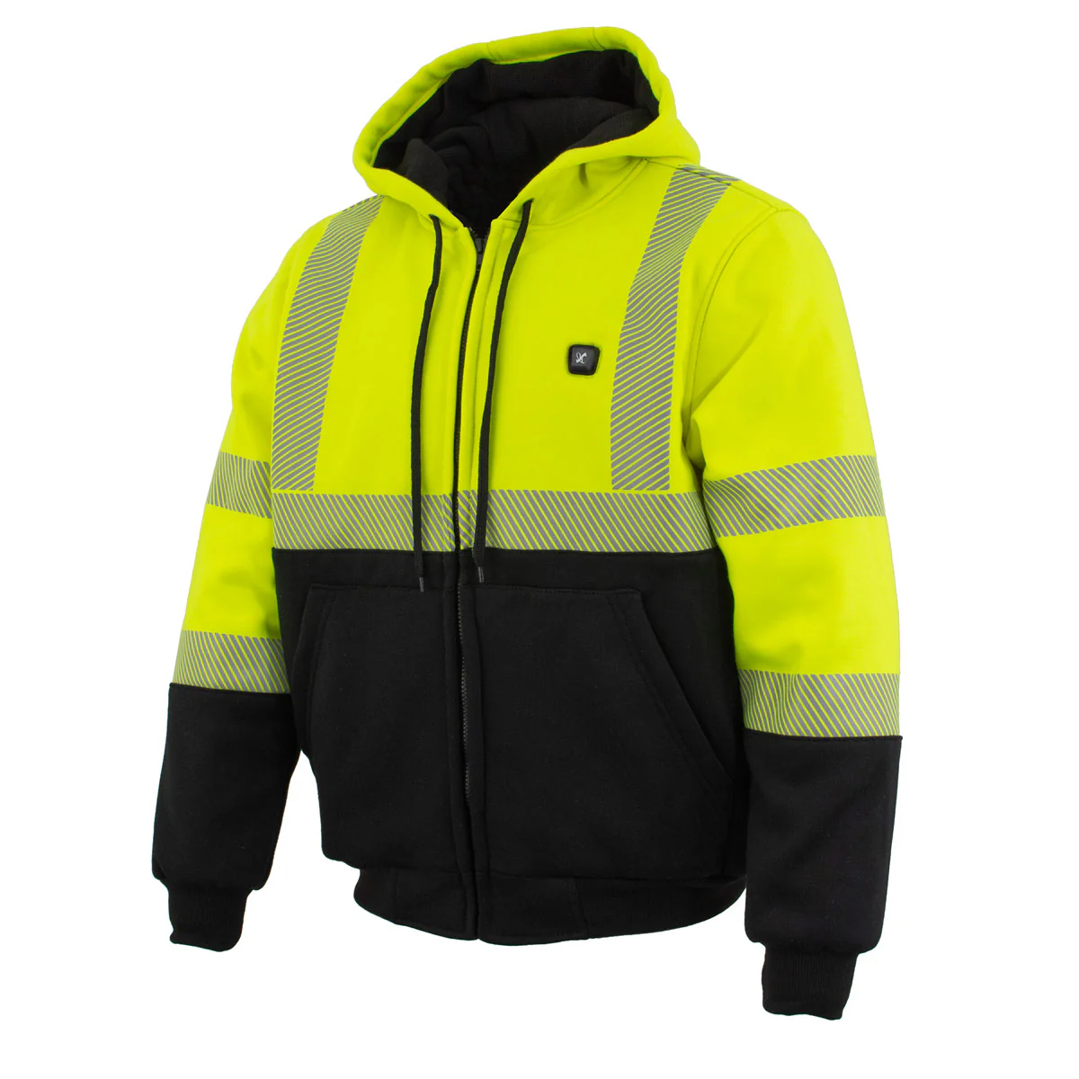 Nexgen Heat MPM1773SET Men's Heated High Visibility Work Hoodie, Neon Green Hi Vis Reflective Hoodie w/ Battery - Image 9