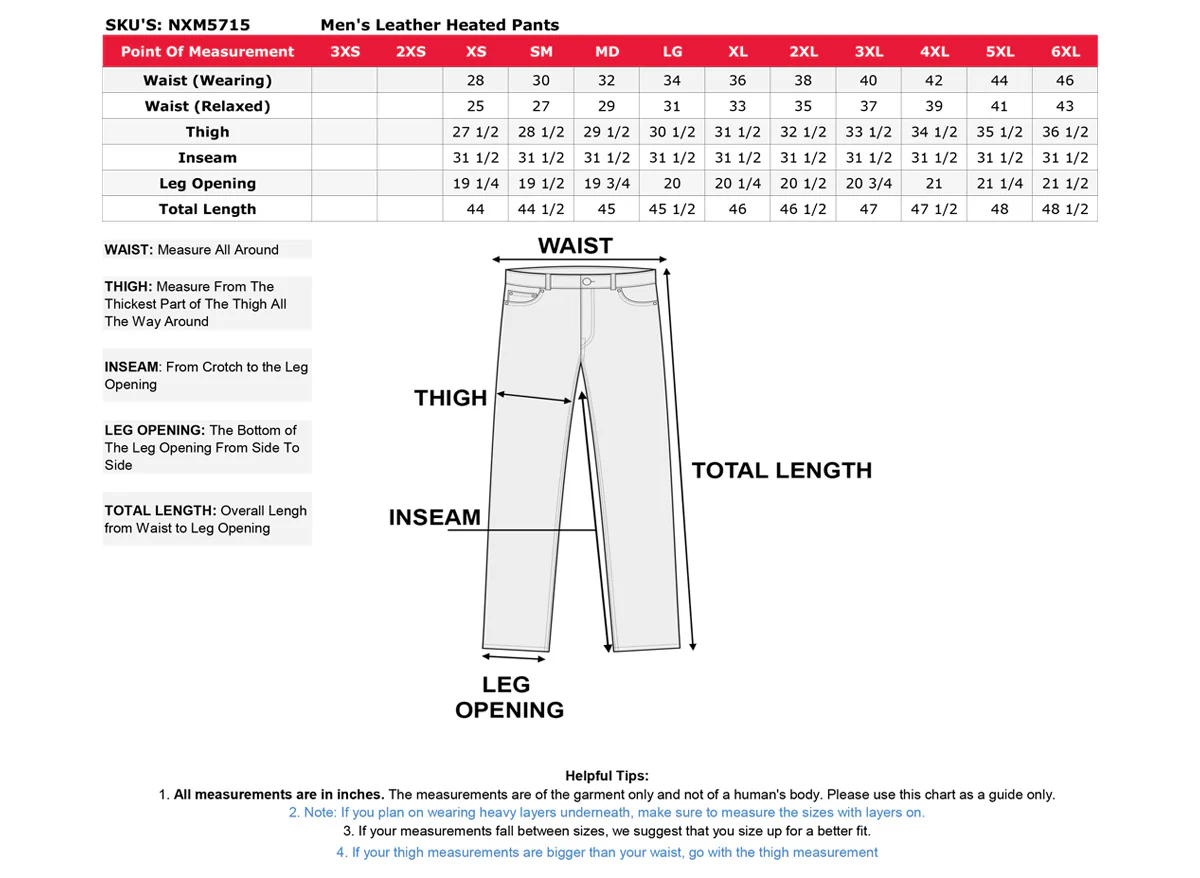 NexGen Heat MPM5715SET Men’s Heated Riding Over Pants – Outdoor Cold Weather Motorcycle Gear 7.4V - Image 3