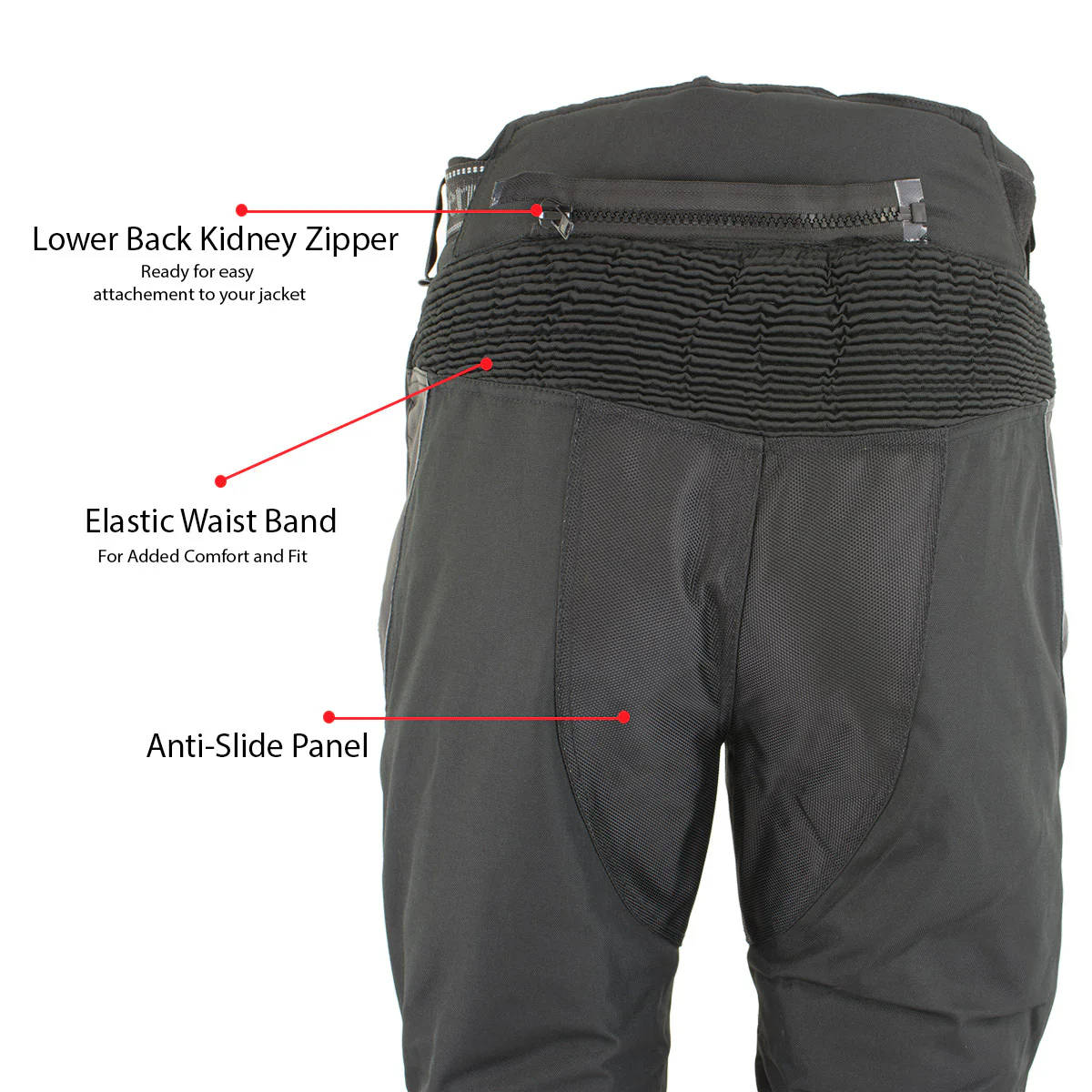 Milwaukee Leather MPM5728 Men’s Black Tri-Tex and Leather Motorcycle Biker Racing Pants w/ CE Armor Protection - Image 4