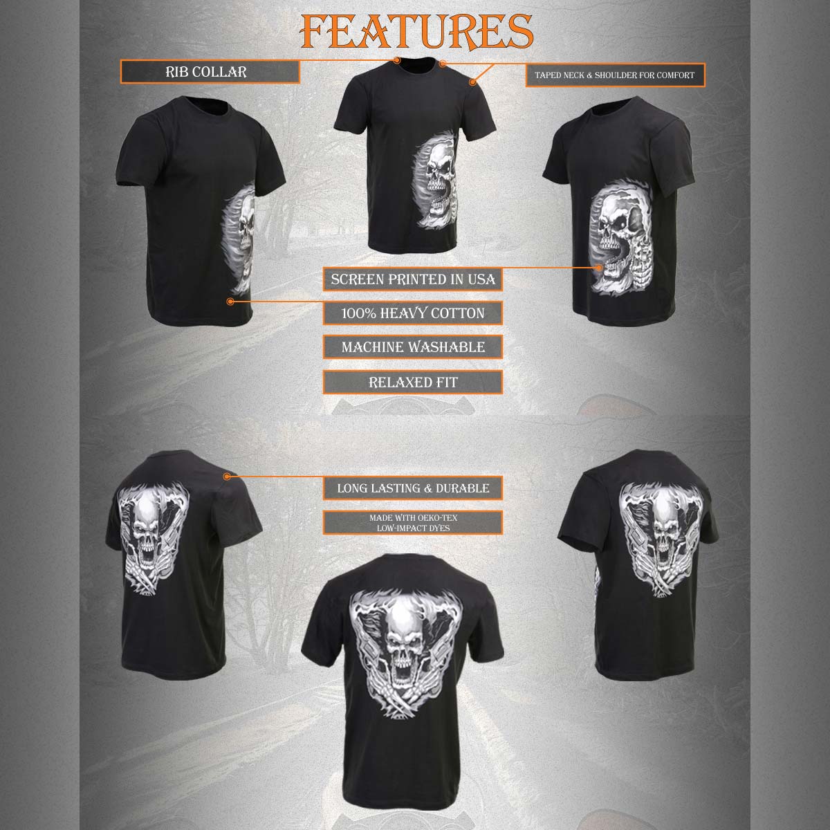 Milwaukee Leather MPMH116000 Men's 'Assassin' Double Sided Black T-Shirt - Image 14