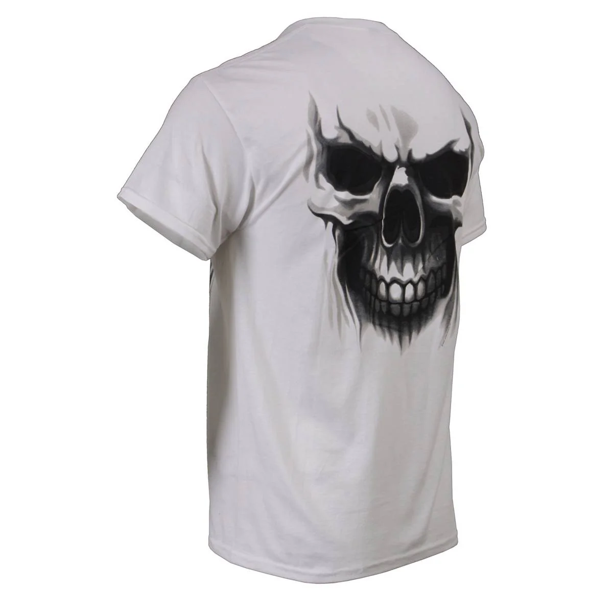 Milwaukee Leather MPMH116001 Men's 'Ghost' Skull Double Sided White Printed T-Shirt - Image 4