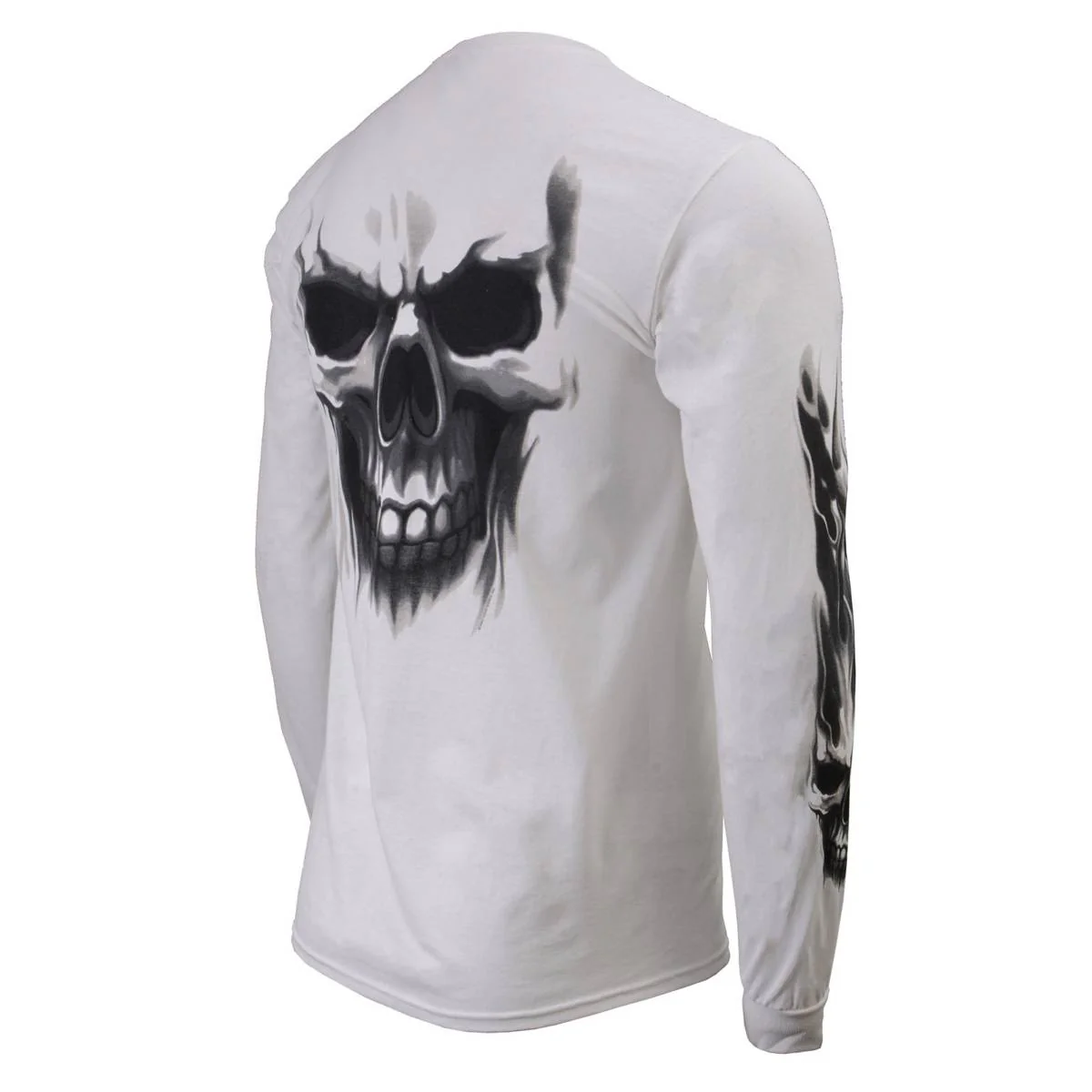 Milwaukee Leather MPMH117004 Men's 'Ghost Skull' White Long Sleeve Printed T-Shirt - Image 33