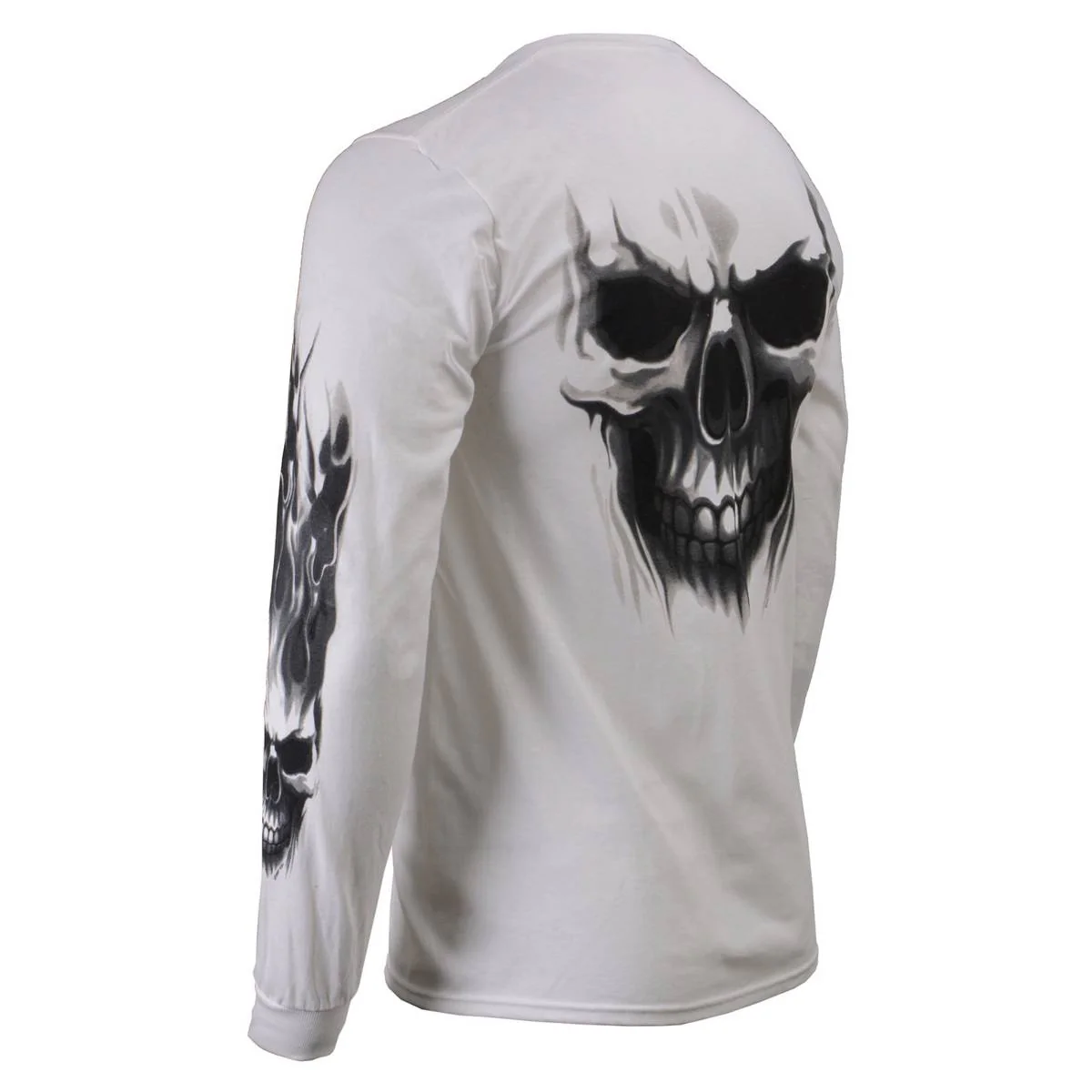 Milwaukee Leather MPMH117004 Men's 'Ghost Skull' White Long Sleeve Printed T-Shirt - Image 35