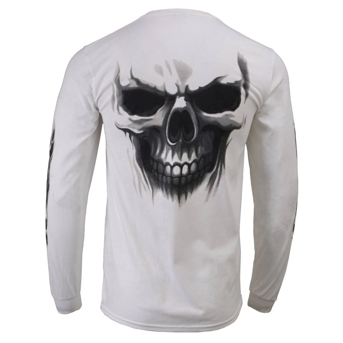 Milwaukee Leather MPMH117004 Men's 'Ghost Skull' White Long Sleeve Printed T-Shirt - Image 4