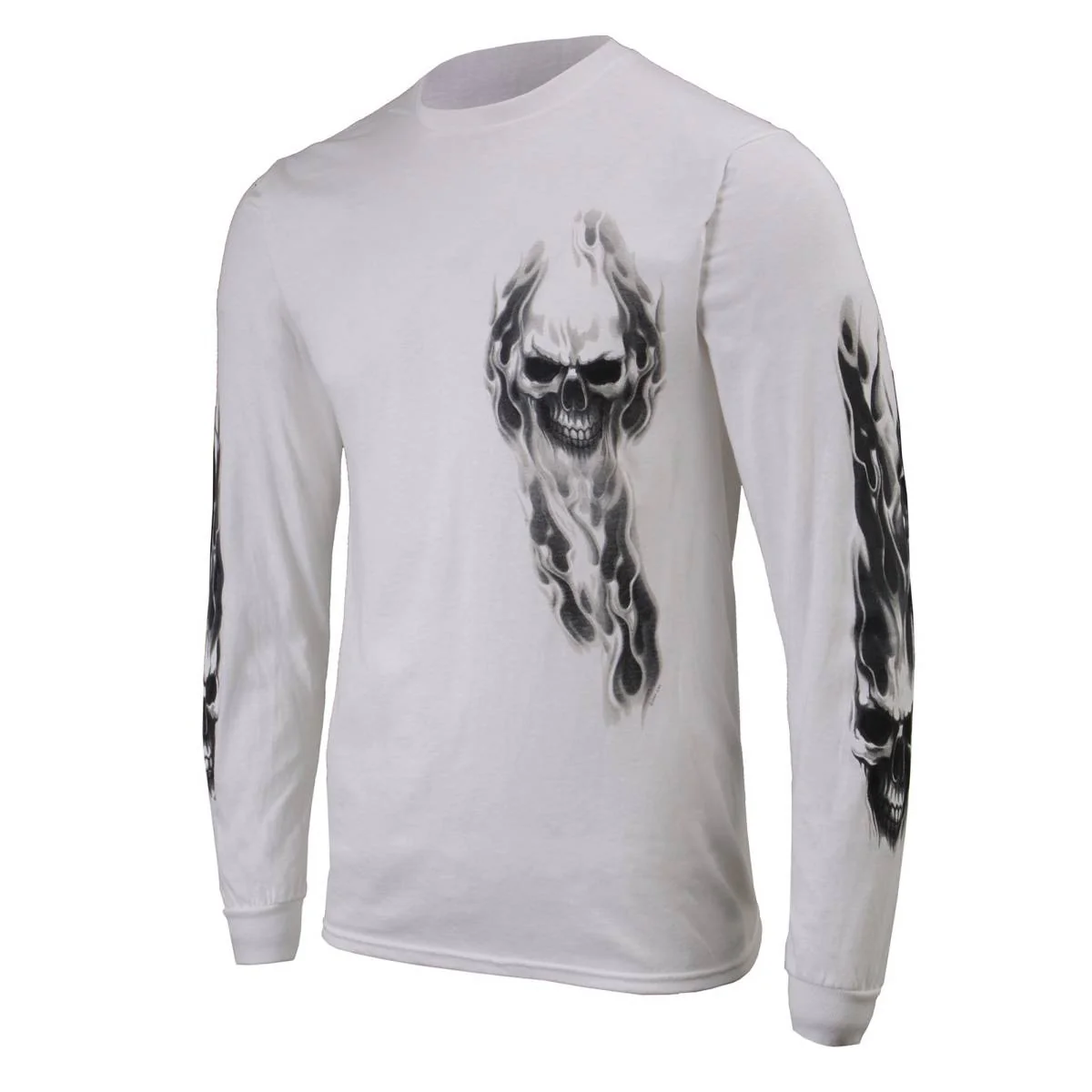 Milwaukee Leather MPMH117004 Men's 'Ghost Skull' White Long Sleeve Printed T-Shirt - Image 40
