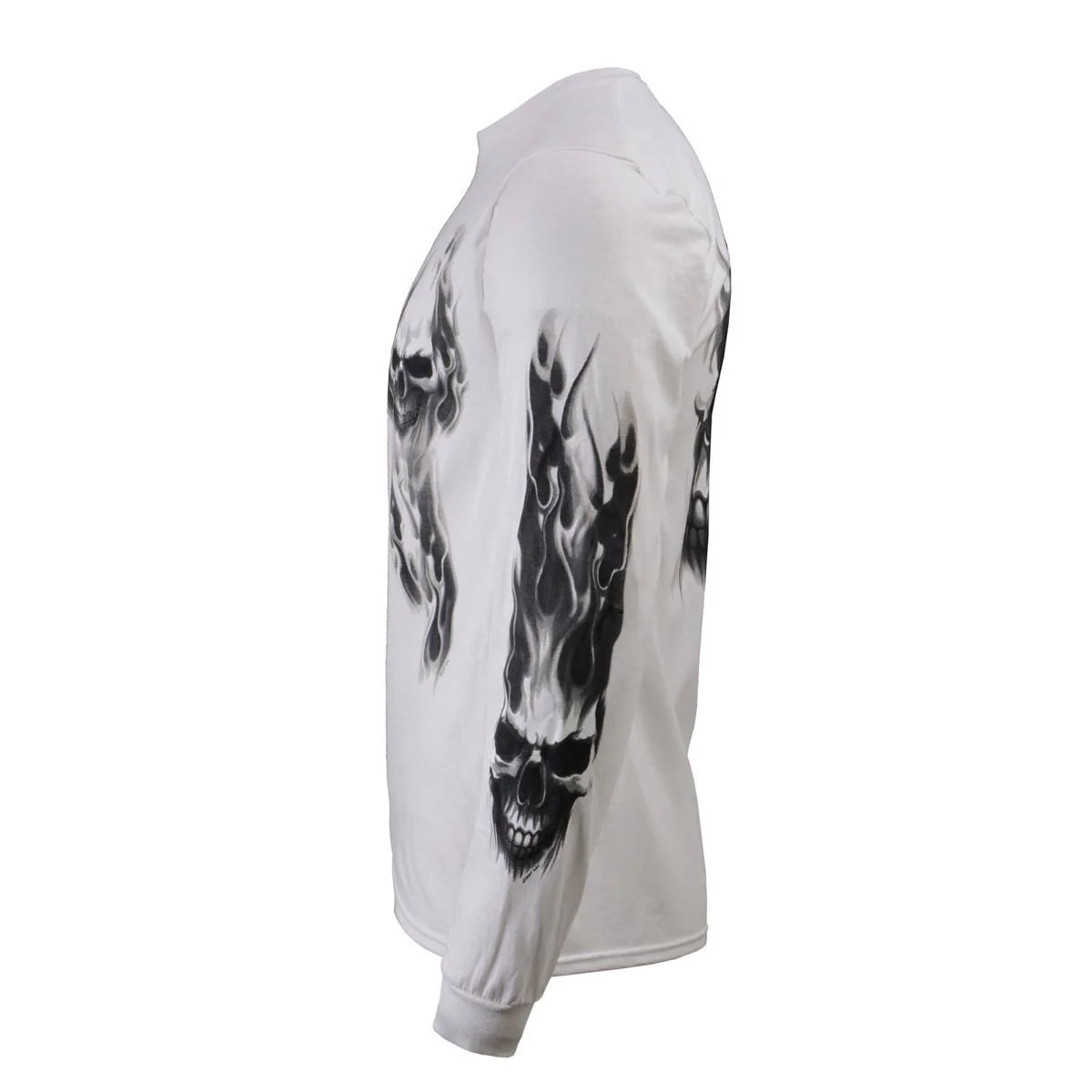 Milwaukee Leather MPMH117004 Men's 'Ghost Skull' White Long Sleeve Printed T-Shirt - Image 51