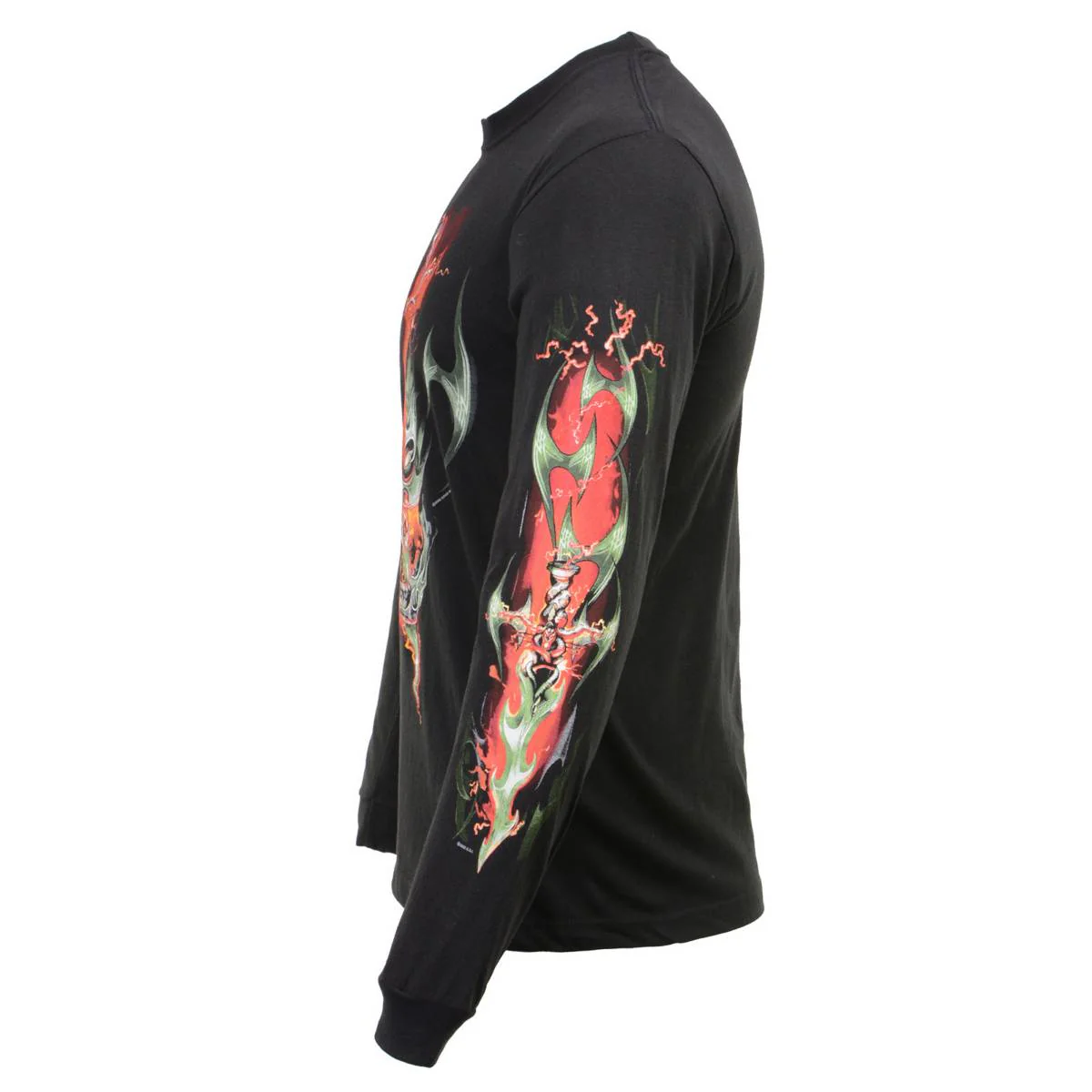 Milwaukee Leather MPMH117005 Men’s ‘Electric Skull’ Long Sleeve Black T-Shirt - Image 51