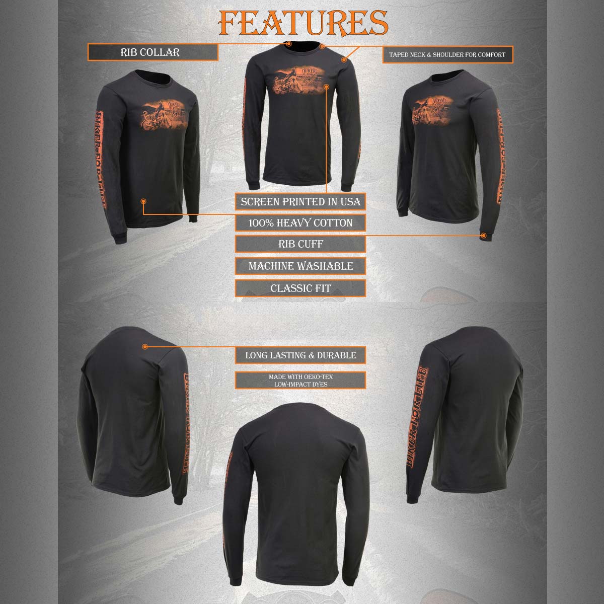 Milwaukee Leather MPMH117006 Men’s ‘Coolin’ Long Sleeve Black T-Shirt - Image 17