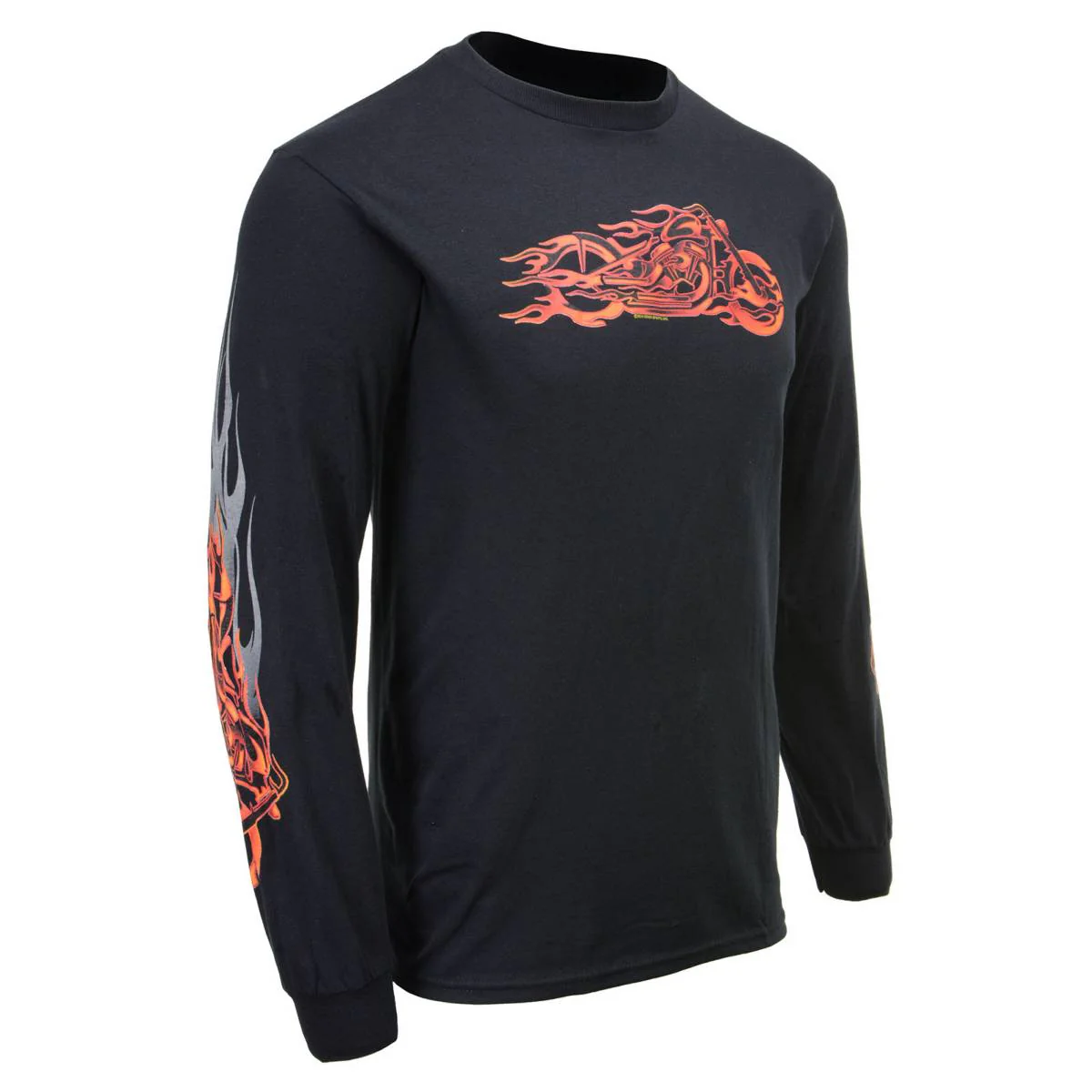 Milwaukee Leather MPMH117007 Men’s ‘Fire Bobber’ Long Sleeve Black T-Shirt - Image 13