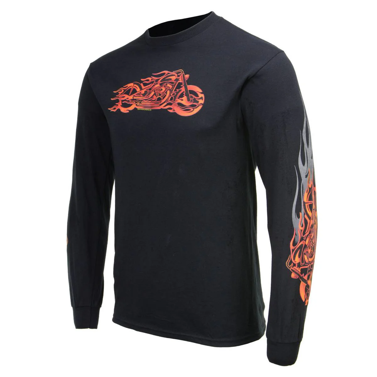 Milwaukee Leather MPMH117007 Men’s ‘Fire Bobber’ Long Sleeve Black T-Shirt - Image 7