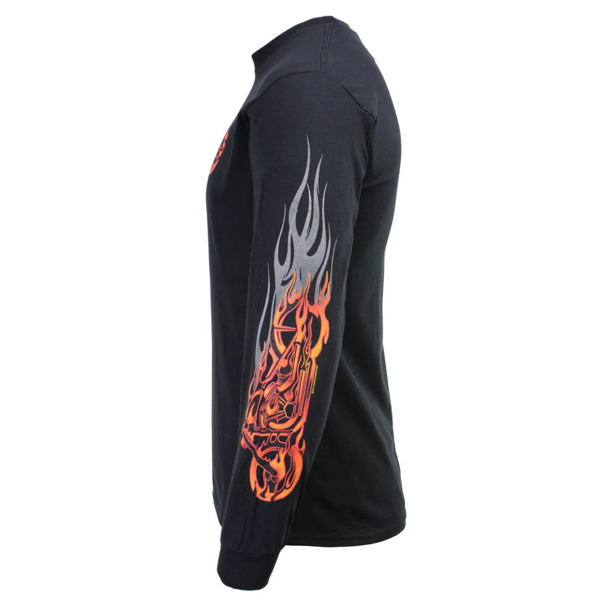 Milwaukee Leather MPMH117007 Men’s ‘Fire Bobber’ Long Sleeve Black T-Shirt - Image 9