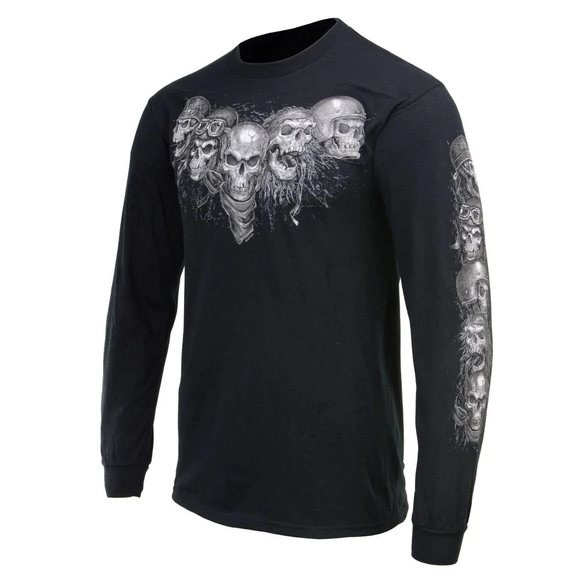 Milwaukee Leather MPMH117008 Men’s ‘Five Skulls’ Long Sleeve Black T-Shirt - Image 42