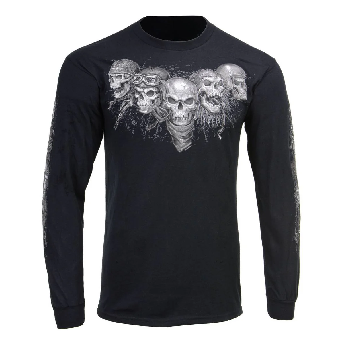 Milwaukee Leather MPMH117008 Men’s ‘Five Skulls’ Long Sleeve Black T-Shirt - Image 45