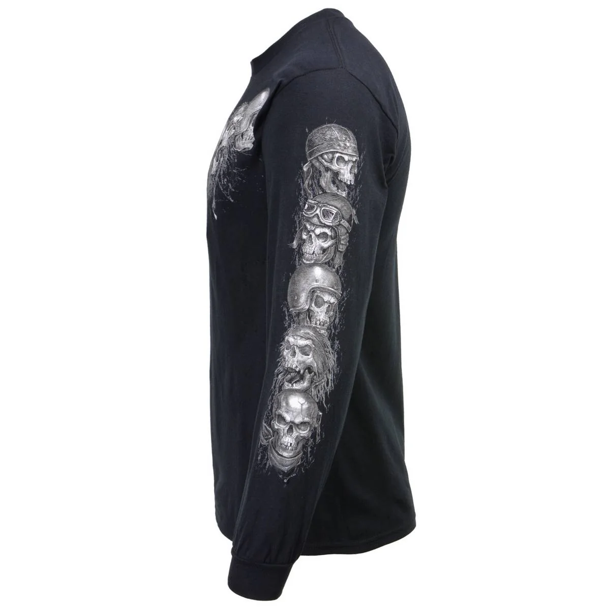 Milwaukee Leather MPMH117008 Men’s ‘Five Skulls’ Long Sleeve Black T-Shirt - Image 51