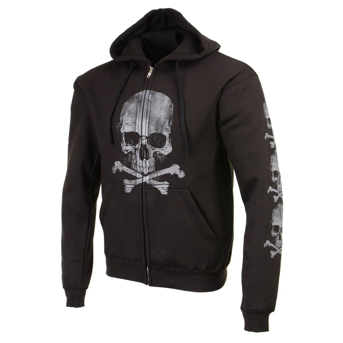 Milwaukee Leather MPMH118003 Men’s ‘Skull and Crossbones’ Black Hoodie with Zipper Closure - Image 44