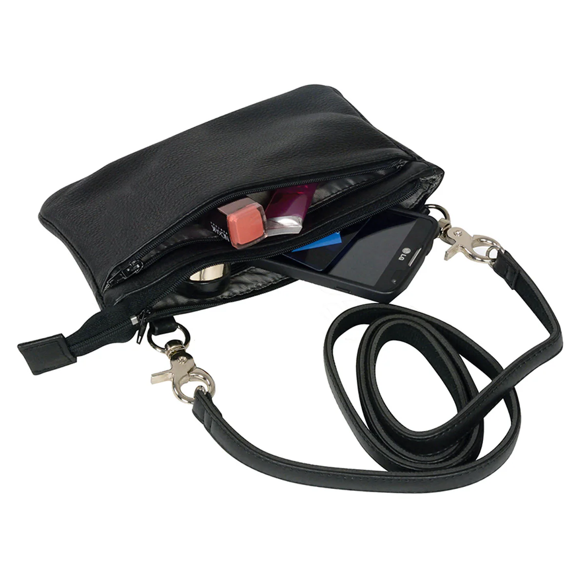 Milwaukee Leather MP8820 Women's Black Leather Shoulder Bag with Zipper Closure and Leather Strap - Image 5