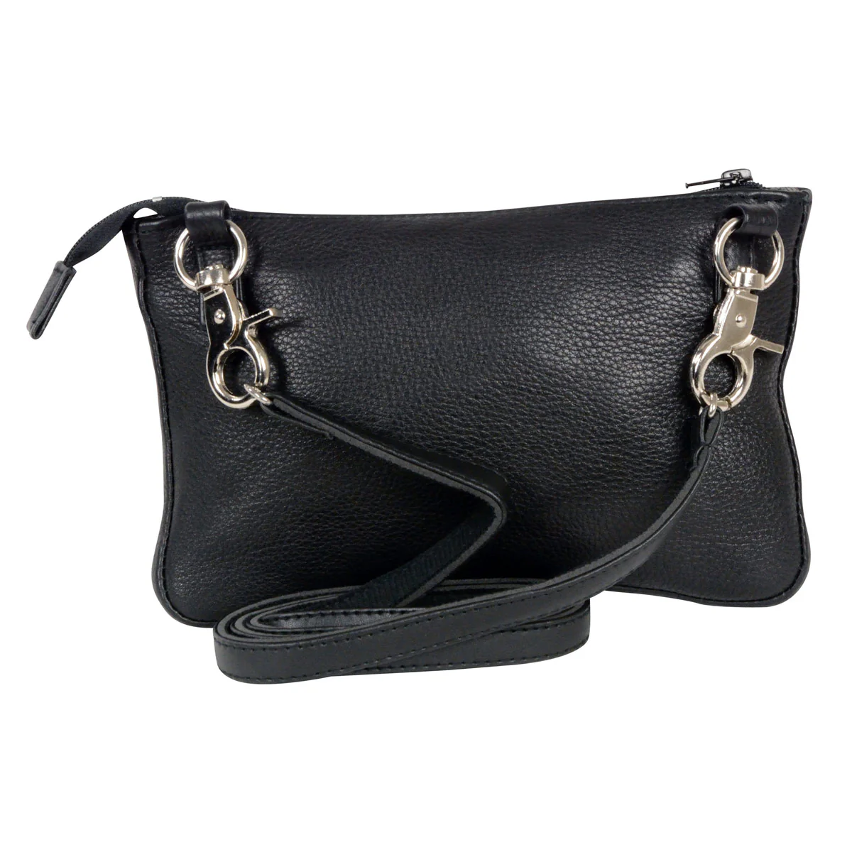 Milwaukee Leather MP8820 Women's Black Leather Shoulder Bag with Zipper Closure and Leather Strap - Image 7