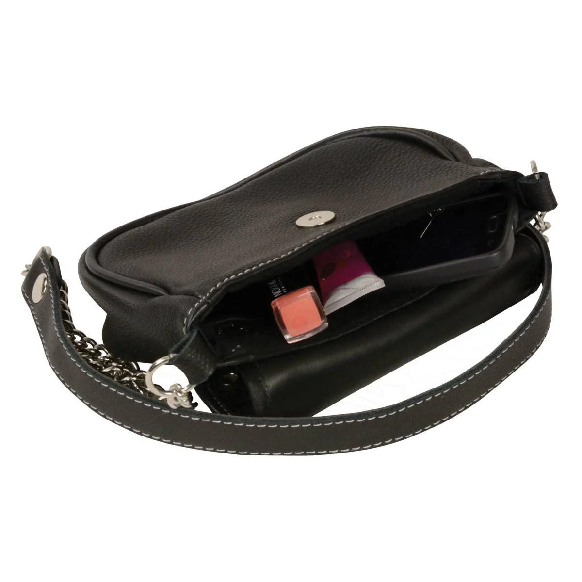 Milwaukee Leather MP8830 Ladies Black Leather Chain Strap Shoulder Bag - Image 2