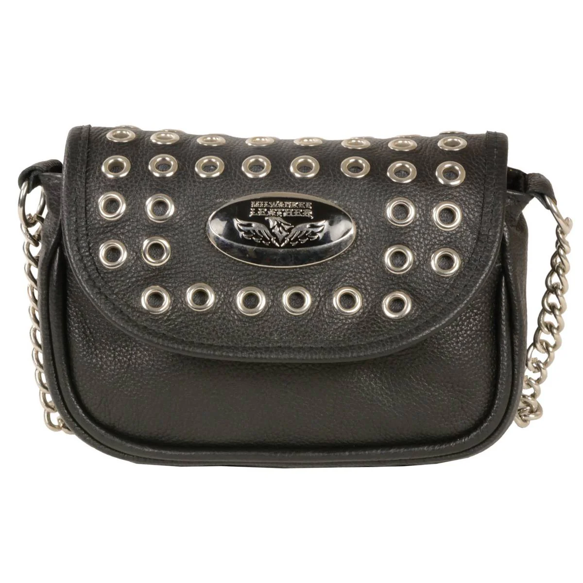 Milwaukee Leather MP8830 Ladies Black Leather Chain Strap Shoulder Bag - Image 3