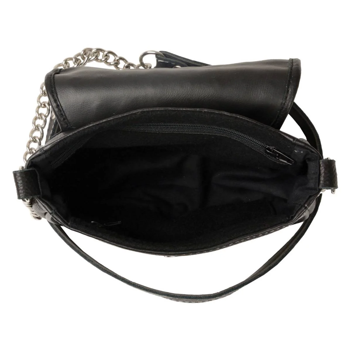 Milwaukee Leather MP8830 Ladies Black Leather Chain Strap Shoulder Bag - Image 6