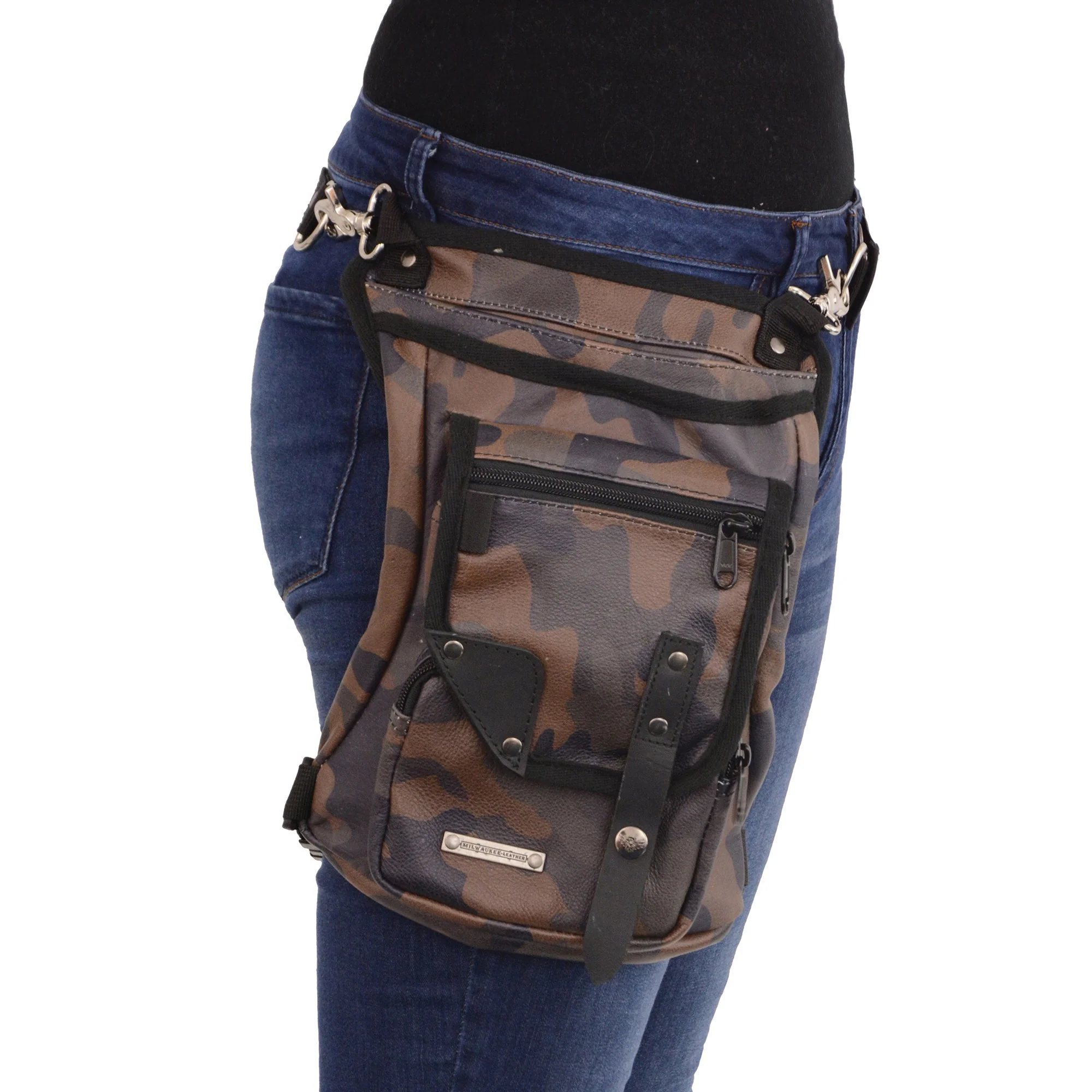 Milwaukee Leather MP8881 Camouflage Conceal and Carry Leather Thigh Bag with Waist Belt - Image 2