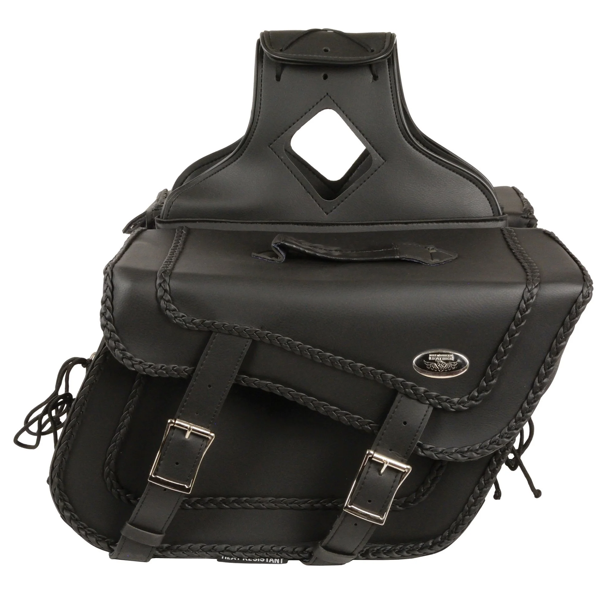 Milwaukee Leather SH664ZB Large Braided Zip Off PVC Throw Over Saddlebags - Image 3