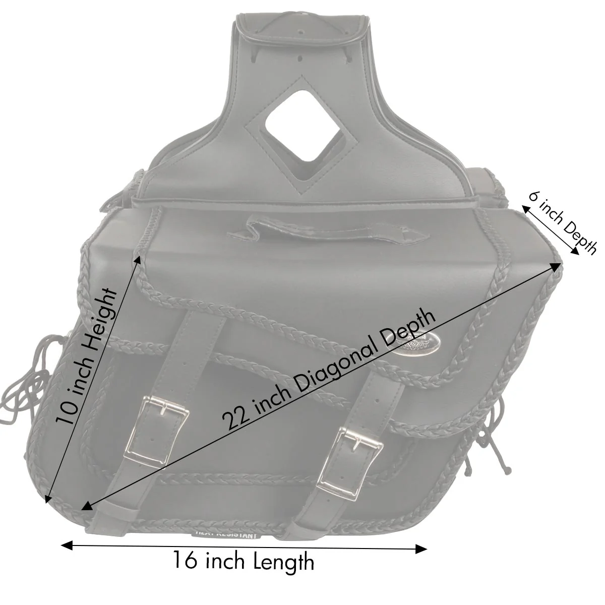 Milwaukee Leather SH664ZB Large Braided Zip Off PVC Throw Over Saddlebags - Image 4