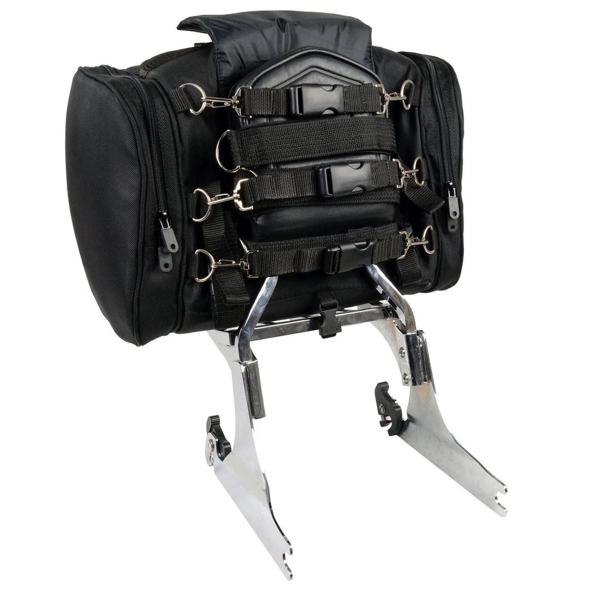 Milwaukee Performance SH684 Medium Black Textile Motorcycle Sissy Bar Bag with Reflective Piping - Image 2