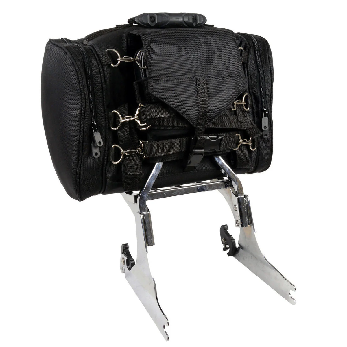 Milwaukee Performance SH684 Medium Black Textile Motorcycle Sissy Bar Bag with Reflective Piping - Image 3