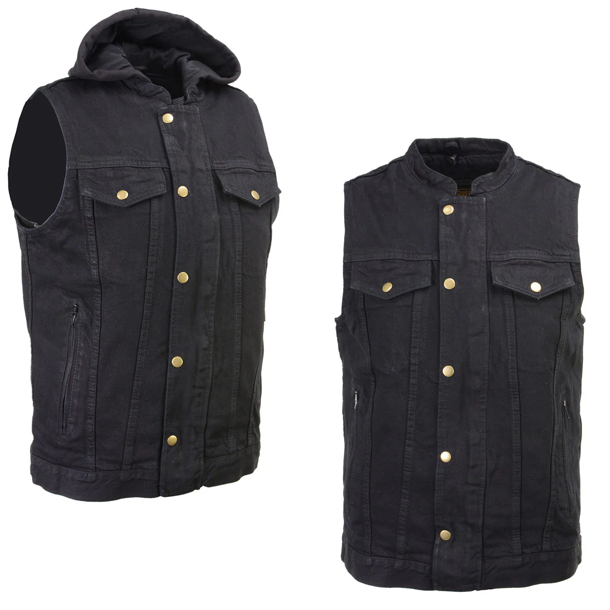 Milwaukee Leather MDM3020 Men's Black Denim '5-in-1' Club Style Vest with Removable Hoodie - Image 12
