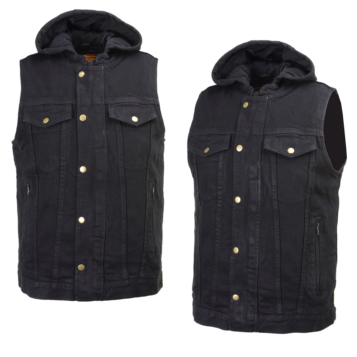 Milwaukee Leather MDM3020 Men's Black Denim '5-in-1' Club Style Vest with Removable Hoodie - Image 13