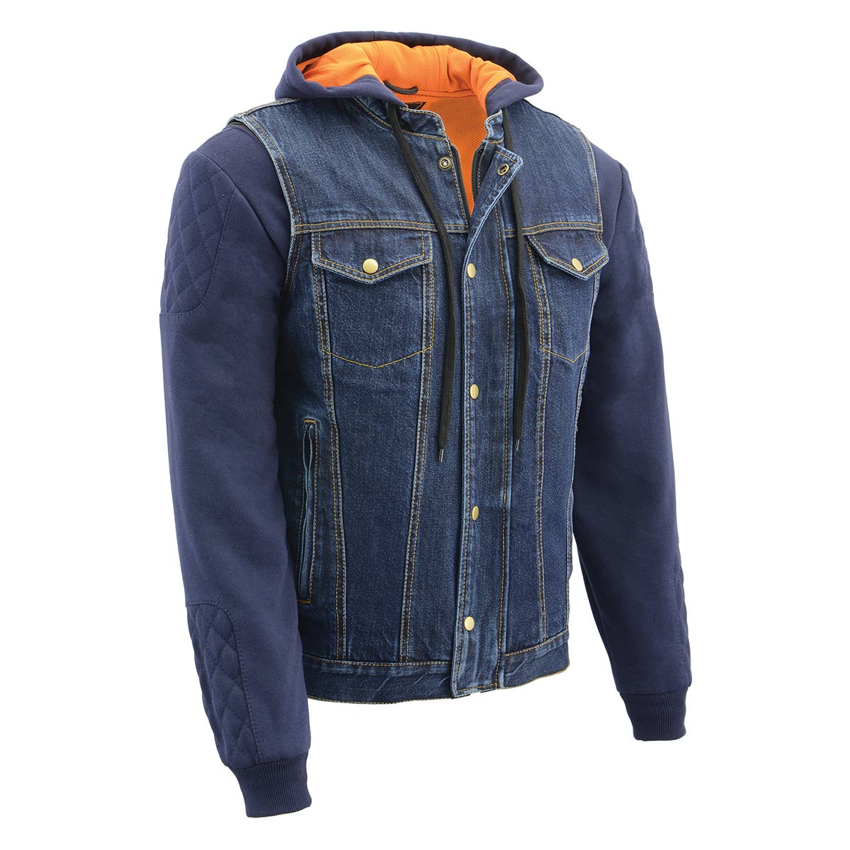 Milwaukee Leather MDM3020 Men's Blue Denim '5-in-1' Club Style Vest with Removable Hoodie - Image 10