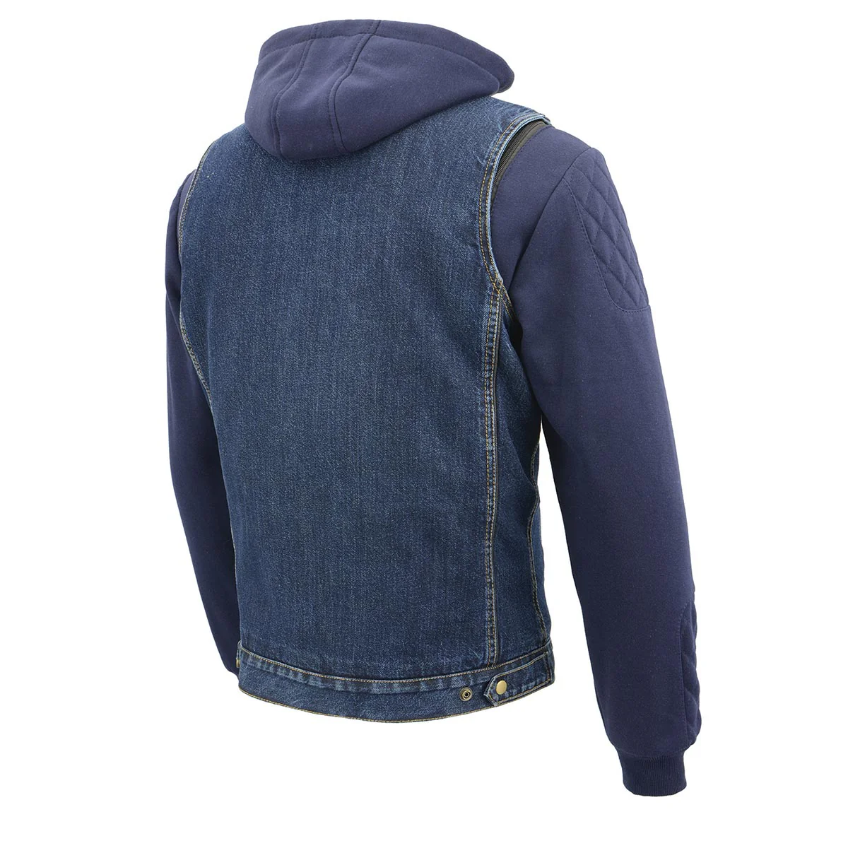 Milwaukee Leather MDM3020 Men's Blue Denim '5-in-1' Club Style Vest with Removable Hoodie - Image 12