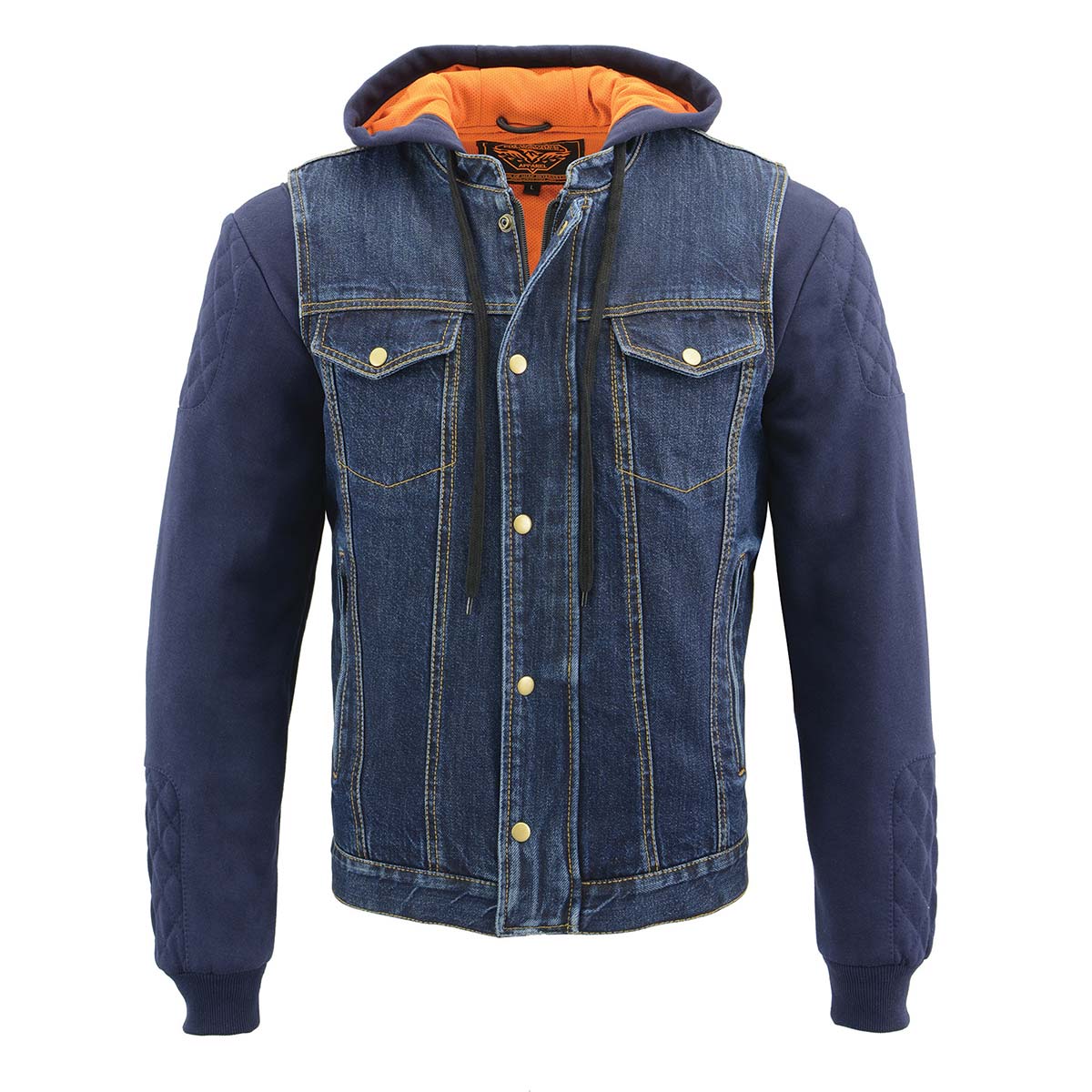 Milwaukee Leather MDM3020 Men's Blue Denim '5-in-1' Club Style Vest with Removable Hoodie - Image 13
