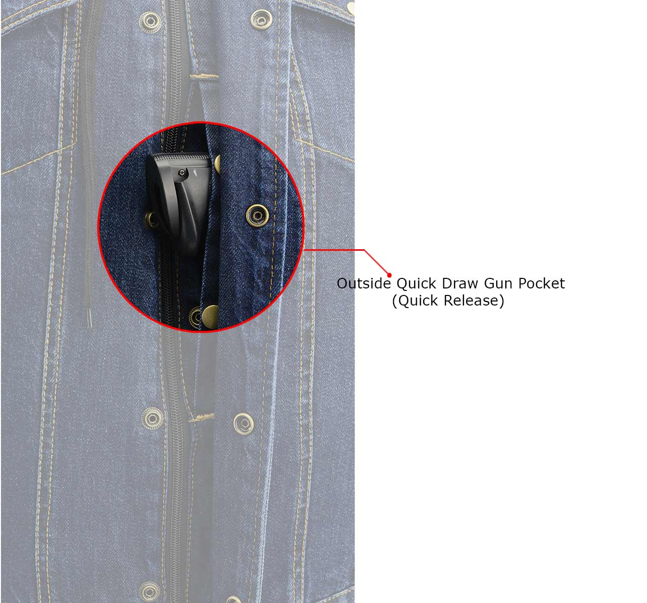 Milwaukee Leather MDM3020 Men's Blue Denim '5-in-1' Club Style Vest with Removable Hoodie - Image 4