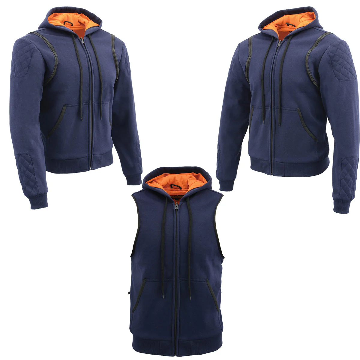 Milwaukee Leather MDM3020 Men's Blue Denim '5-in-1' Club Style Vest with Removable Hoodie - Image 6