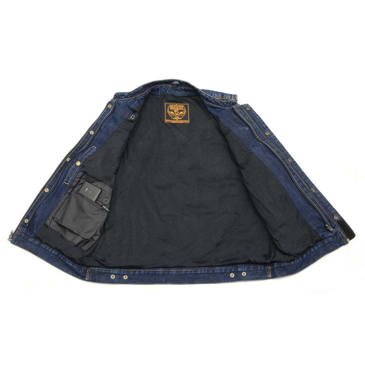 Milwaukee Leather MDM3020 Men's Blue Denim '5-in-1' Club Style Vest with Removable Hoodie - Image 8