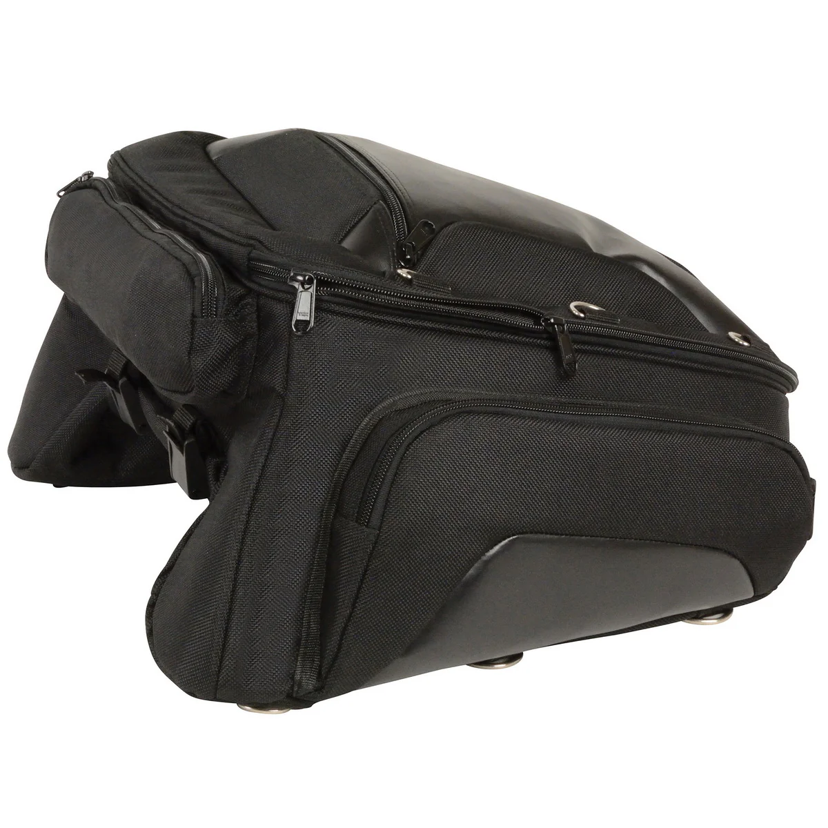 Milwaukee Leather MP8105 Large Black Textile Motorcycle Back Rack Sissy Bar Bag with 4 Outer Pockets - Image 2